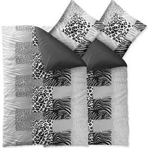 Hübsche Bettwäsche aus Baumwolle - schwarz 135x200 von aqua-textil