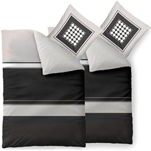 Schöne Bettwäsche aus Baumwolle - schwarz 135x200 von aqua-textil