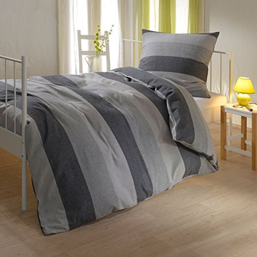 Hübsche Bettwäsche aus Flanell - grau 135x200 Hübsche Bettwäsche aus Flanell - grau 135x200