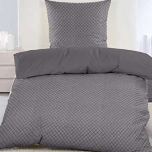 Schöne Bettwäsche aus Fleece - grau 135x200 von KH-Haushaltshandel
