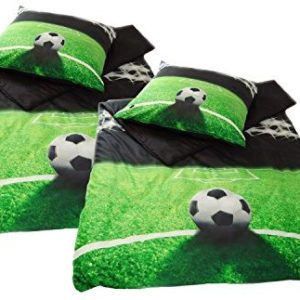 Traumhafte Bettwäsche aus Jersey - Fußball grün 135x200 von Pöller