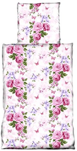 Traumhafte Bettwäsche aus Microfaser - rosa 135x200 von one-home