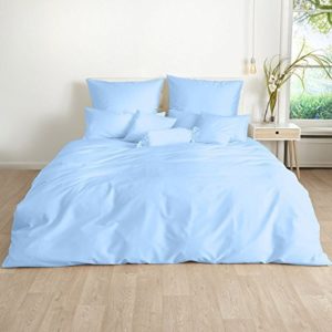 Hübsche Bettwäsche aus Satin - blau 220x240 von Traumschlaf