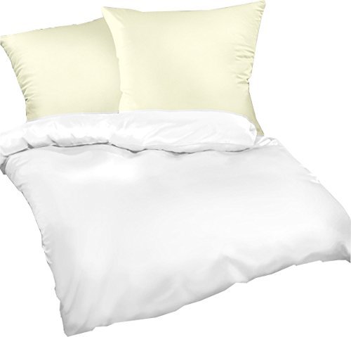 Schöne Bettwäsche aus Satin - weiß 155x200 von Genieße den Schlaf