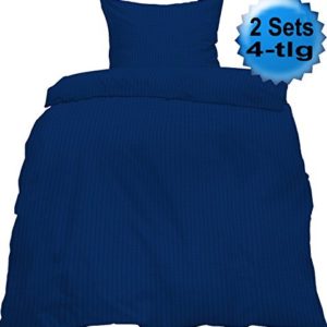 Hübsche Bettwäsche aus Seersucker - blau 135x200 von KH-Haushaltshandel