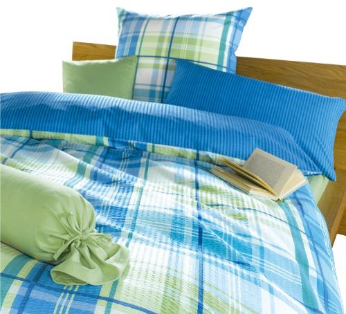Schöne Bettwäsche aus Seersucker - blau 155x200 von Biberna