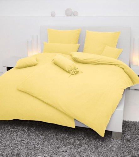 Kuschelige Bettwäsche aus Seersucker - gelb 135x200 von Janine
