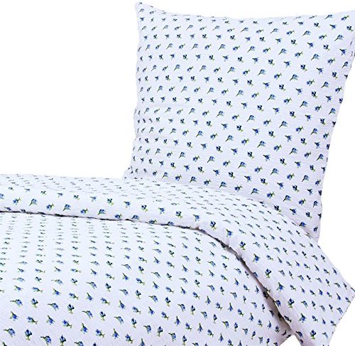 Traumhafte Bettwäsche aus Seersucker - Rosen blau 135x200 von Hans-Textil-Shop Traumhafte Bettwäsche aus Seersucker - Rosen blau 135x200 von Hans-Textil-Shop