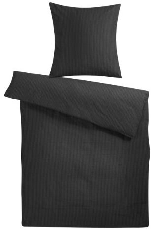 Kuschelige Bettwäsche aus Seersucker - schwarz 155x220 von Carpe Sonno