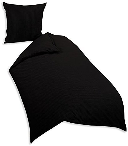 Hübsche Bettwäsche aus Seersucker - schwarz 155x220 von Genieße den Schlaf