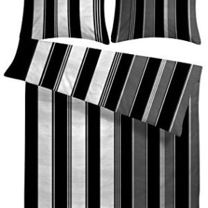 Schöne Bettwäsche aus Seersucker - schwarz weiß 155x220 von Carpe Sonno