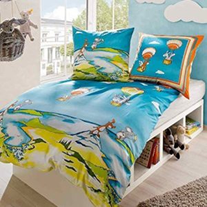 Schöne Bettwäsche aus Biber - blau 135x200 von Kaeppel