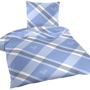 Kuschelige Bettwäsche aus Biber - blau 135x200 von WOMETO