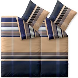 Kuschelige Bettwäsche aus Biber - blau 155x220 von CelinaTex