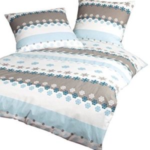 Traumhafte Bettwäsche aus Biber - blau 155x220 von Janine