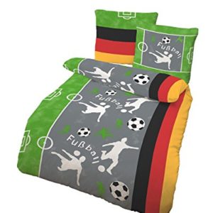 Hübsche Bettwäsche aus Biber - Fußball grau 135x200 von Soma