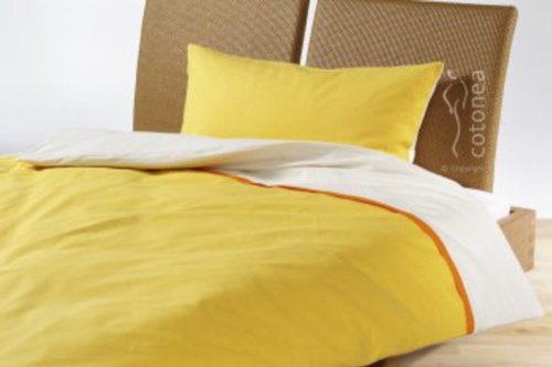 Hübsche Bettwäsche aus Biber - gelb 135x200 von Cotonea