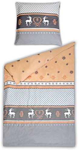 Schöne Bettwäsche aus Biber - grau 135x200 von Schiesser