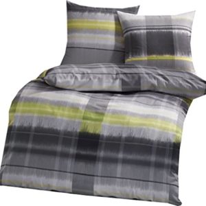 Hübsche Bettwäsche aus Biber - grau 155x220 von