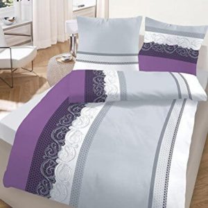 Hübsche Bettwäsche aus Biber - grau 155x220