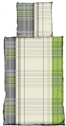 Hübsche Bettwäsche aus Biber - grün 135x200 von Bertels