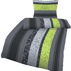 Traumhafte Bettwäsche aus Biber - grün 155x220 von Carhoff