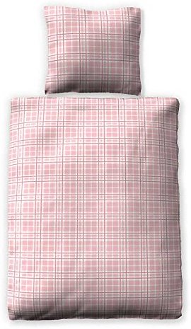 Hübsche Bettwäsche aus Biber - rosa 135x200 von jilda-tex