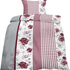 Hübsche Bettwäsche aus Biber - Rosen rosa 135x200 von Home-Impression