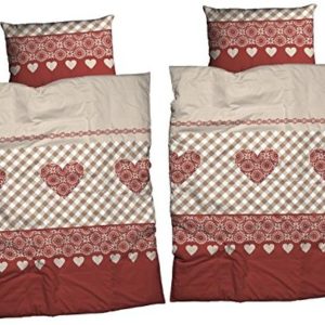 Schöne Bettwäsche aus Biber - rot 135x200 von Casatex