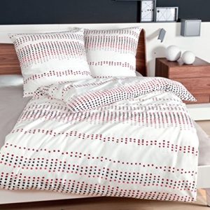Hübsche Bettwäsche aus Biber - rot 135x200 von Janine