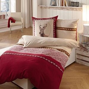 Traumhafte Bettwäsche aus Biber - rot 135x200 von Kaeppel