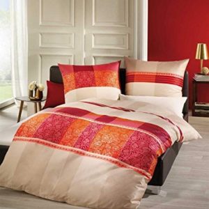 Kuschelige Bettwäsche aus Biber - rot 135x200 von Kaeppel