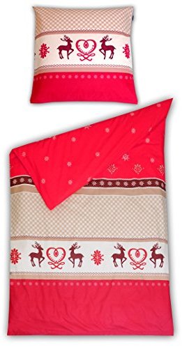 Schöne Bettwäsche aus Biber - rot 135x200 von Schiesser