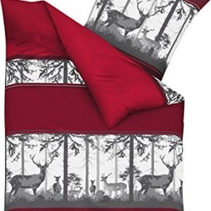 Traumhafte Bettwäsche aus Biber - rot 155x220 von