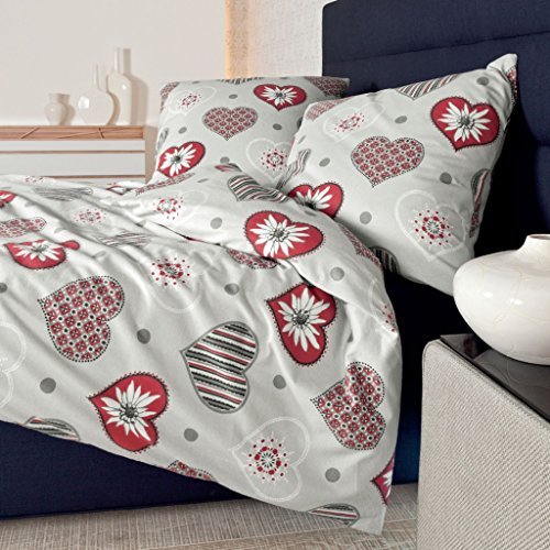 Schöne Bettwäsche aus Biber rot 155x220 von Janine BettwäscheFinder.de