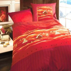 Hübsche Bettwäsche aus Biber - rot 155x220 von Kaeppel