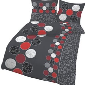 Schöne Bettwäsche aus Biber - rot 155x220 von Soma