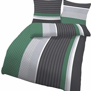 Hübsche Bettwäsche aus Biber - schwarz 155x220 von Ido