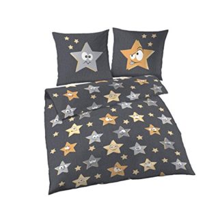 Traumhafte Bettwäsche aus Biber - Sterne braun 135x200 von Ido
