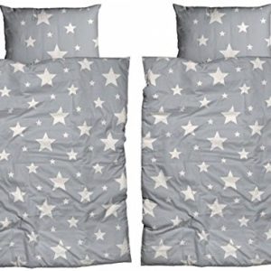 Kuschelige Bettwäsche aus Biber - Sterne grau 135x200 von Casatex