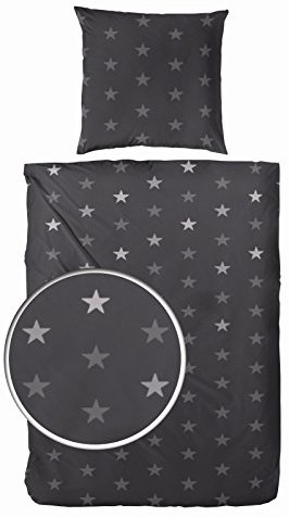 Hübsche Bettwäsche aus Flanell - Sterne grau 135x200 von Aminata Kids