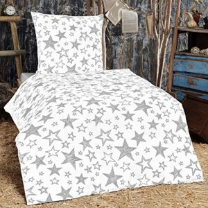 Schöne Bettwäsche aus Flanell - Sterne grau 135x200 von Dreamhome24