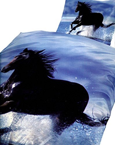 Schöne Bettwäsche aus Fleece - Pferde schwarz 135x200 von Leonado Vicenti Schöne Bettwäsche aus Fleece - Pferde schwarz 135x200 von Leonado Vicenti