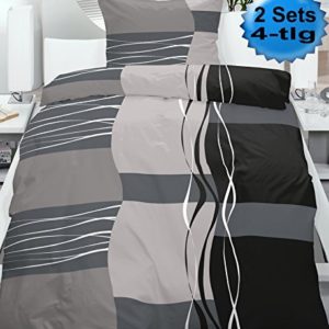 Schöne Bettwäsche aus Fleece - schwarz 135x200 von KH-Haushaltshandel