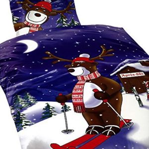 Schöne Bettwäsche aus Fleece - Weihnachten braun 135x200 von 1stB HOME