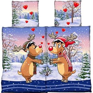 Kuschelige Bettwäsche aus Fleece - Weihnachten braun 135x200 von Bettenpoint