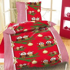 Kuschelige Bettwäsche aus Fleece - Weihnachten grün 155x220 von Bertels