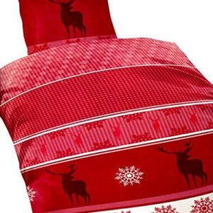 Hübsche Bettwäsche aus Fleece - Weihnachten rot 155x220 von Bertels