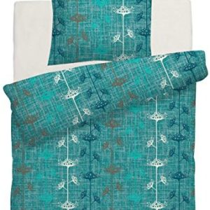 Kuschelige Bettwäsche aus Linon - türkis 135x200 von DecoHomeTextil