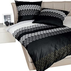 Kuschelige Bettwäsche aus Mako-Satin - schwarz 155x200 von Janine